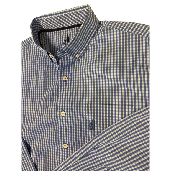 johnnie-o Prep-Performance Mens Button Down Shirt Blue Gingham Check Size M - Picture 9 of 11